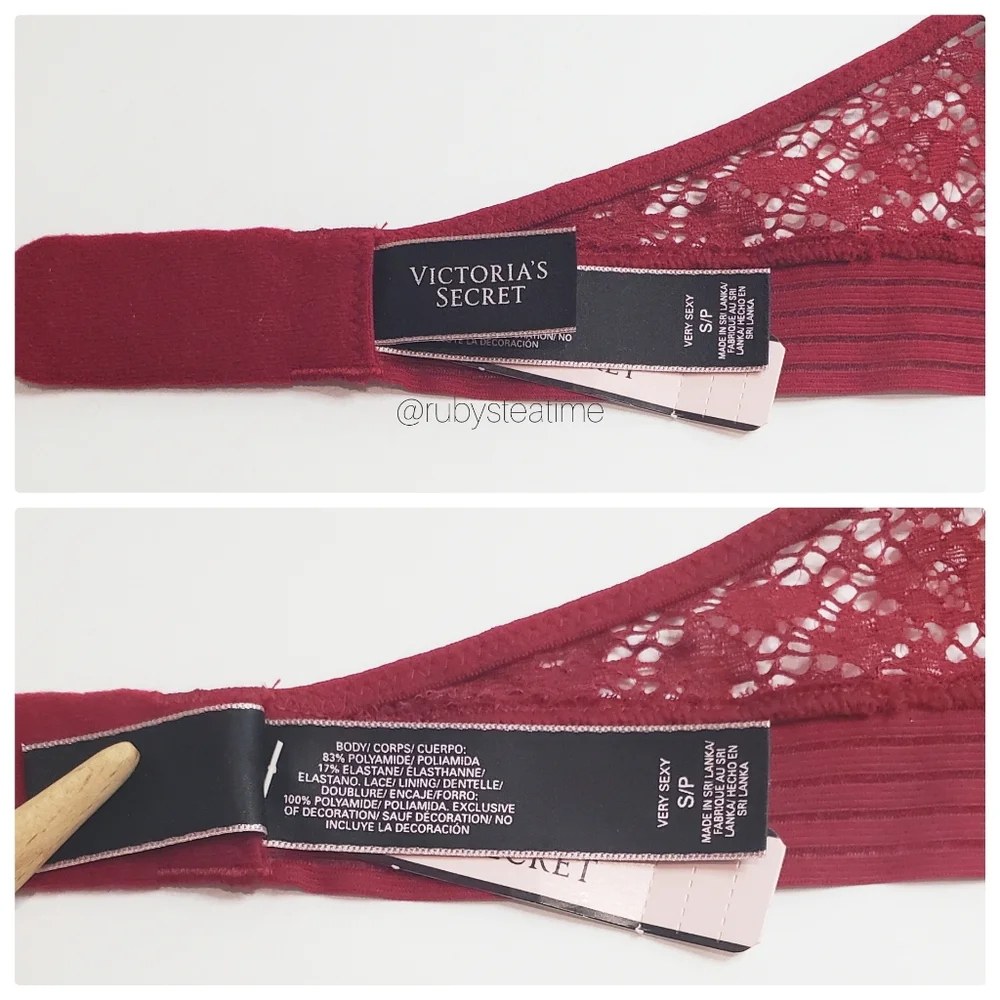 VICTORIA'S SECRET Very Sexy Floral Lace Halter Bralette -Red, Small,New with Tag - Picture 7 of 8